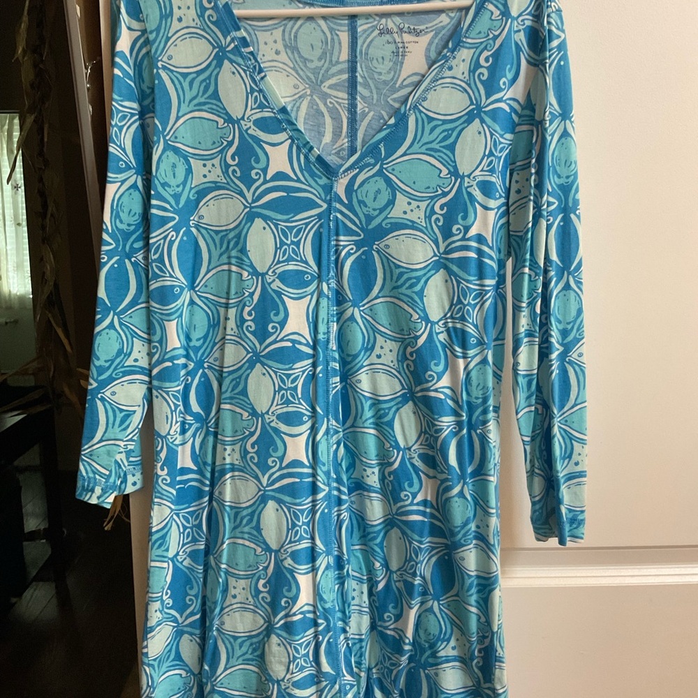 Lilly Pulitzer Blue and White Long Sleeve Dress